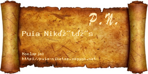 Puia Nikétás névjegykártya